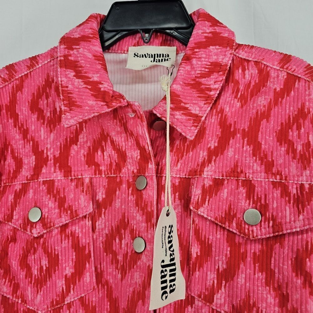 Savanna Jane THINK PINK CORDUROY JACKETAztec Red Pink Women's Size Small Nwt - Picture 7 of 13
